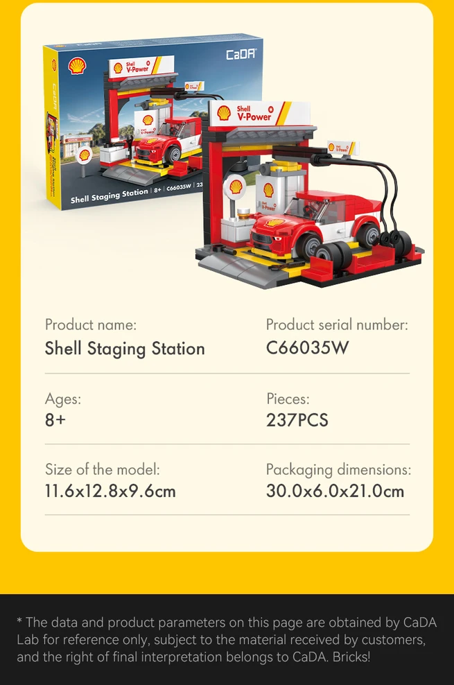 CADA SHELL BLOKUOJA IŠKROVIMO STOTIS 237 ELEMENTUS SU AUTOMOBILIU