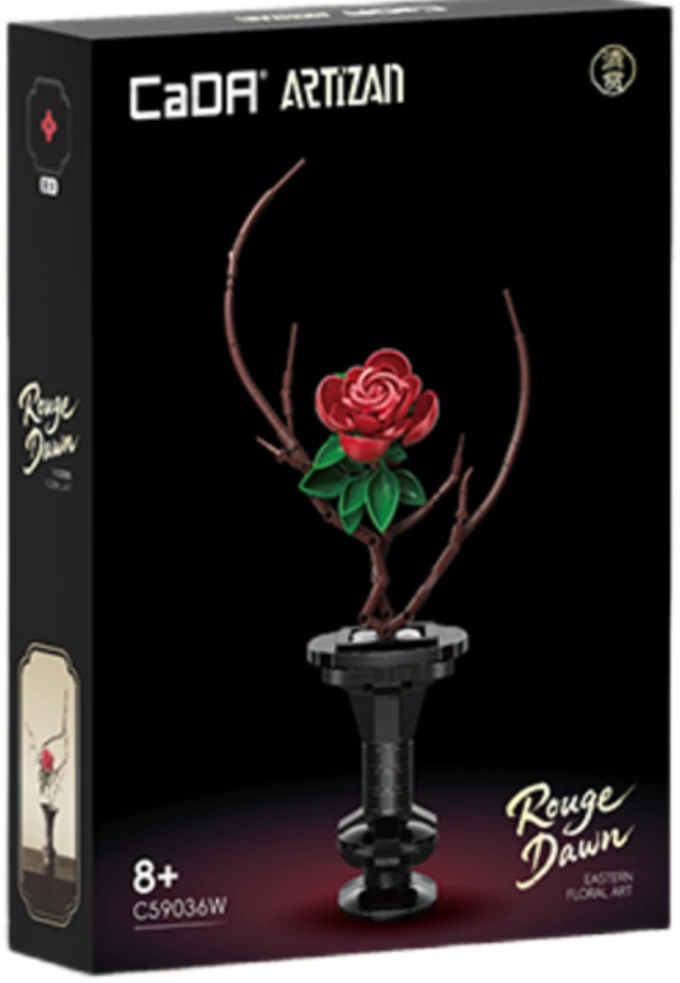 Konstruktoriaus kaladėlės CaDA Gėlės gėlių rinkinys Rouge Dawn 43 cm C59036W 363 elementai