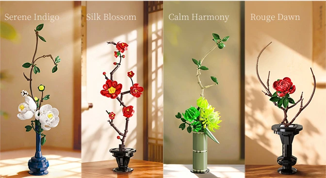 Konstruktoriaus kaladėlės CaDA Gėlės, gėlių rinkinys Calm Harmony 45,8 cm C59035W 299 elementai
