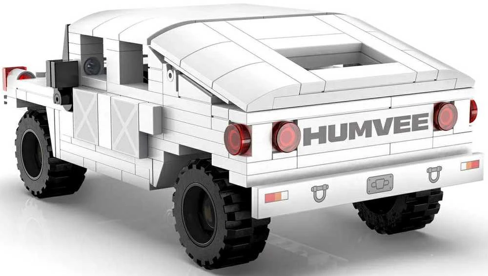 CaDA Construction Blocks mažas automobilis Važiuoklė Humvee balta visureigis 328 dalys