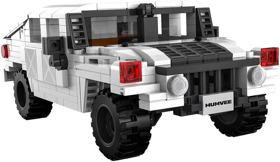 CaDA Construction Blocks mažas automobilis Važiuoklė Humvee balta visureigis 328 dalys