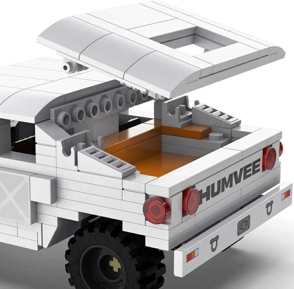 CaDA Construction Blocks mažas automobilis Važiuoklė Humvee balta visureigis 328 dalys