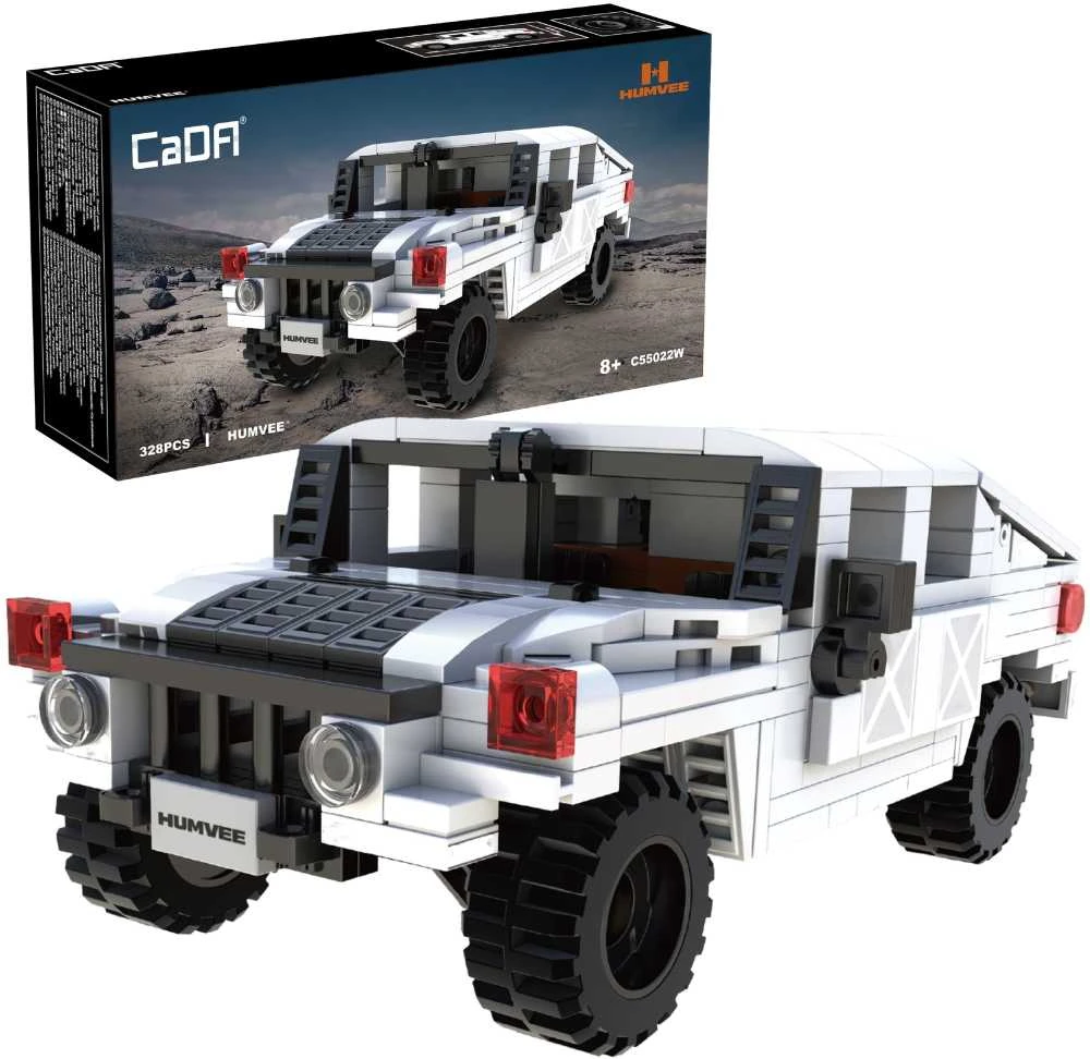 CaDA Construction Blocks mažas automobilis Važiuoklė Humvee balta visureigis 328 dalys