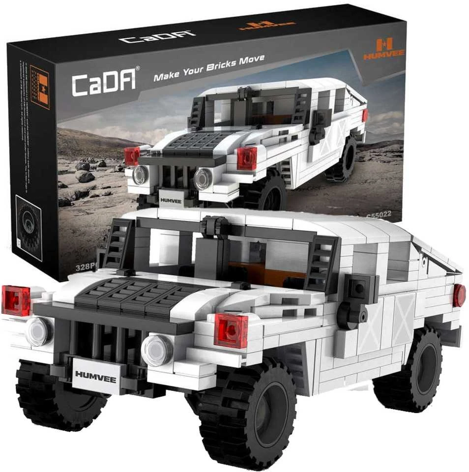 CaDA Construction Blocks mažas automobilis Važiuoklė Humvee balta visureigis 328 dalys