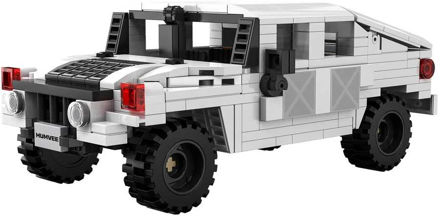 CaDA Construction Blocks mažas automobilis Važiuoklė Humvee balta visureigis 328 dalys