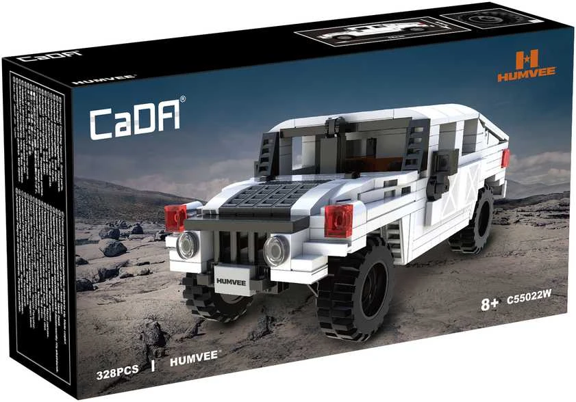 CaDA Construction Blocks mažas automobilis Važiuoklė Humvee balta visureigis 328 dalys