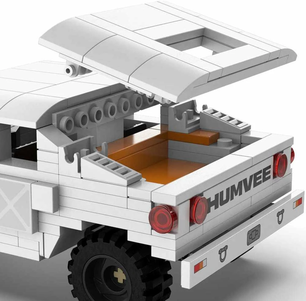 CaDA Construction Blocks mažas automobilis Važiuoklė Humvee balta visureigis 328 dalys