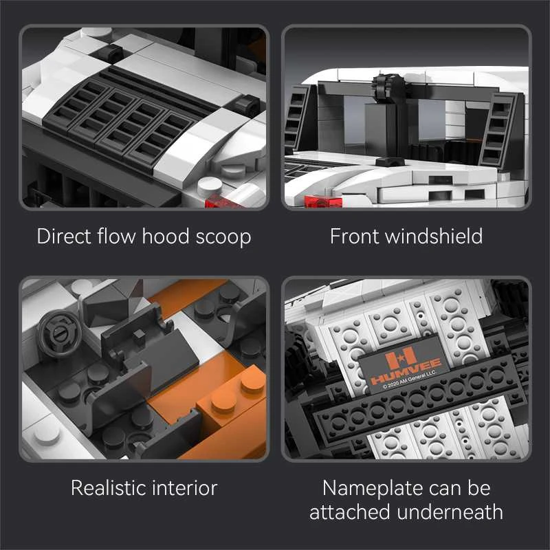 CaDA Construction Blocks mažas automobilis Važiuoklė Humvee balta visureigis 328 dalys