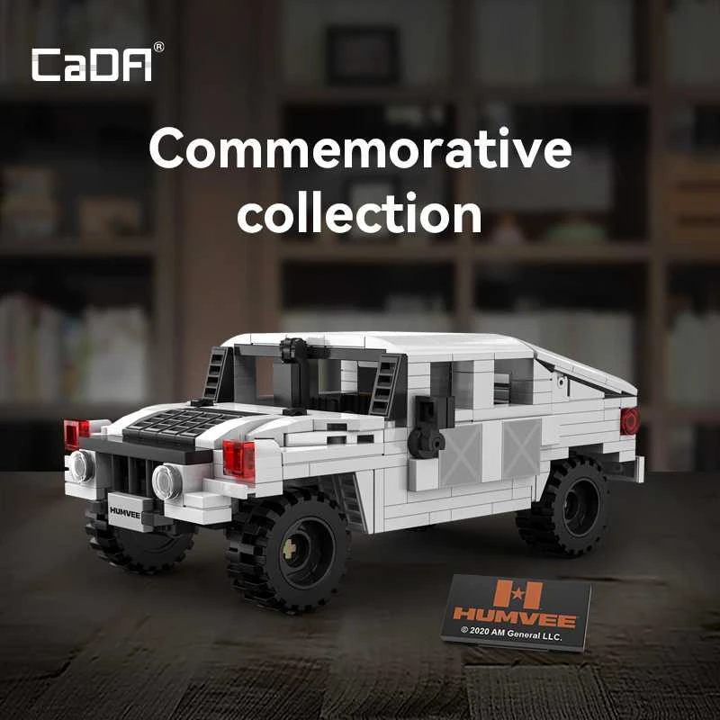 CaDA Construction Blocks mažas automobilis Važiuoklė Humvee balta visureigis 328 dalys
