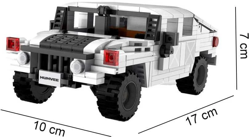 CaDA Construction Blocks mažas automobilis Važiuoklė Humvee balta visureigis 328 dalys