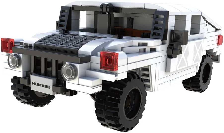 CaDA Construction Blocks mažas automobilis Važiuoklė Humvee balta visureigis 328 dalys
