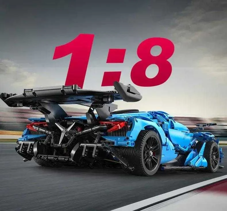 CaDA Master konstruktoriaus kaladėlės didelis mėlyna sportinis automobilis Lenktyninis automobilis Automobilis lenktynininkas 60 cm V12 Hypercar 3865 dienos