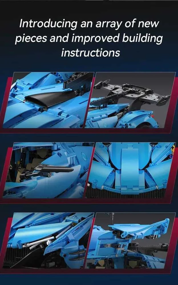 CaDA Master konstruktoriaus kaladėlės didelis mėlyna sportinis automobilis Lenktyninis automobilis Automobilis lenktynininkas 60 cm V12 Hypercar 3865 dienos
