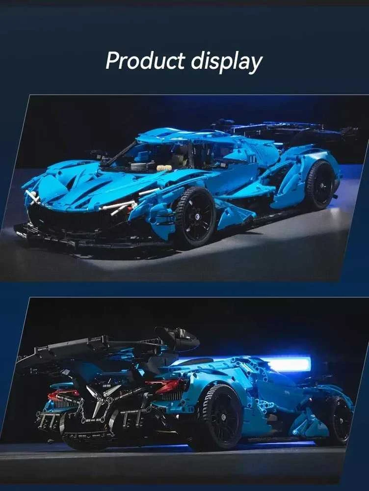 CaDA Master konstruktoriaus kaladėlės didelis mėlyna sportinis automobilis Lenktyninis automobilis Automobilis lenktynininkas 60 cm V12 Hypercar 3865 dienos
