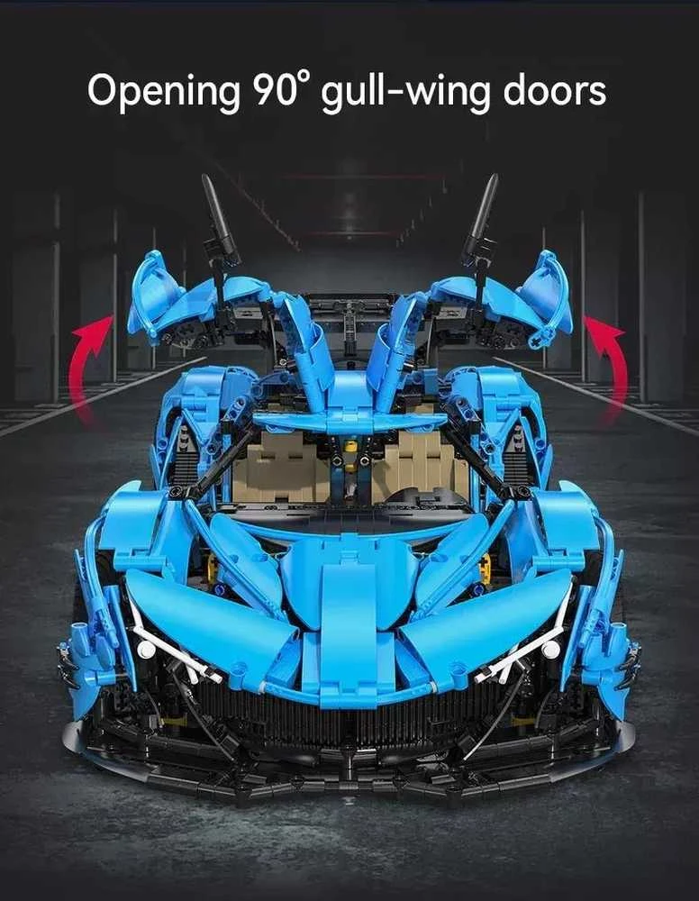 CaDA Master konstruktoriaus kaladėlės didelis mėlyna sportinis automobilis Lenktyninis automobilis Automobilis lenktynininkas 60 cm V12 Hypercar 3865 dienos