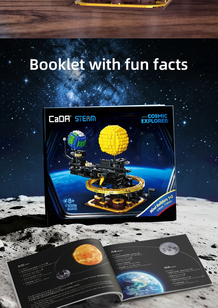 Konstrukciniai kaladėlės CaDA Master Saulės sistema Saulė Planeta Žemė Mėnulis Solar System Kosmosas 651 elementas C71009W