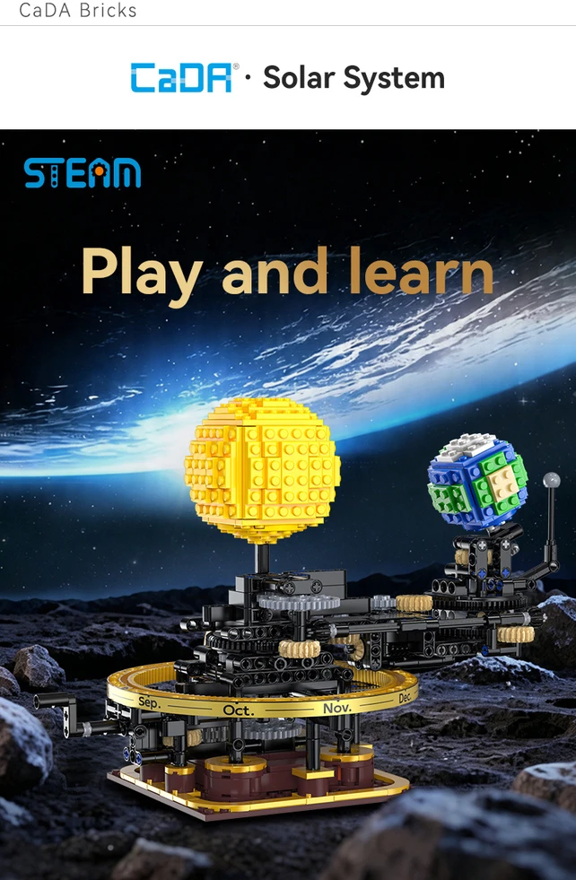 Konstrukciniai kaladėlės CaDA Master Saulės sistema Saulė Planeta Žemė Mėnulis Solar System Kosmosas 651 elementas C71009W
