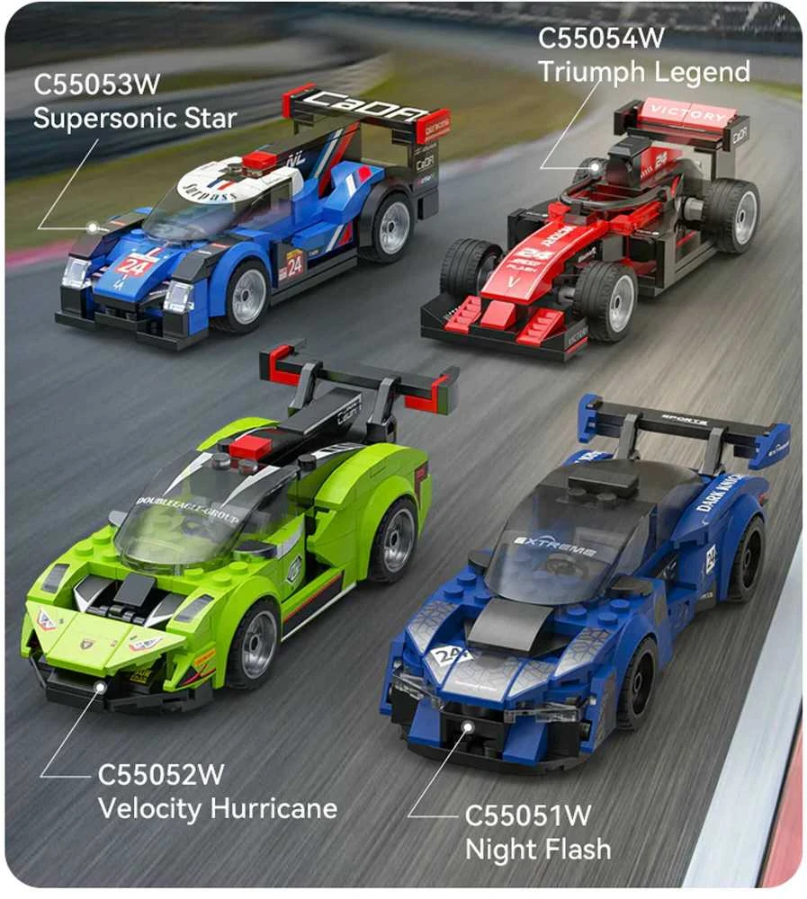 CaDA Mėlyna Construction Blocks Supersonic Star City Car 164vnt