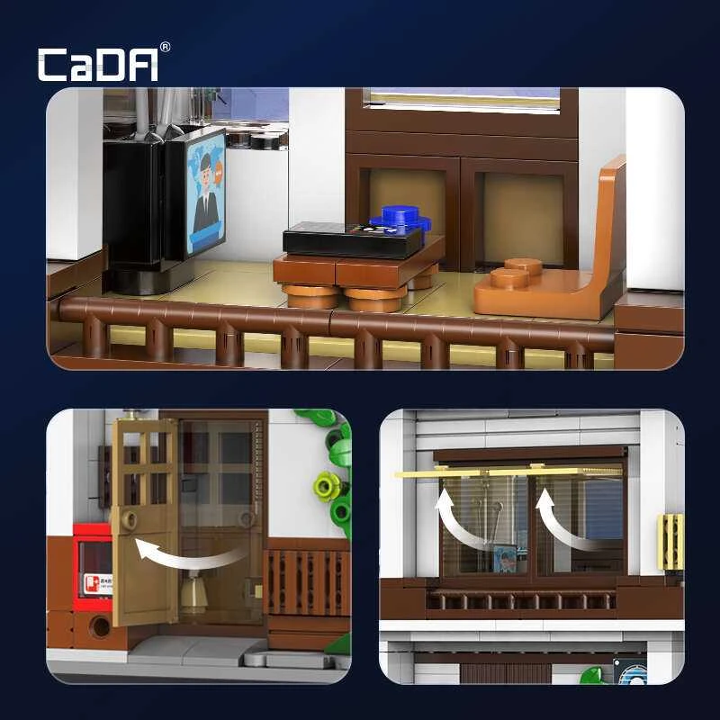 CaDA Building Blocks Japanese Restaurant Japoniško stiliaus pastatas LED šviestuvas 861 dalys