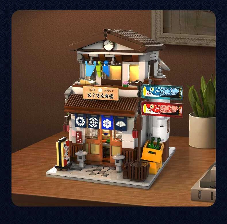 CaDA Building Blocks Japanese Restaurant Japoniško stiliaus pastatas LED šviestuvas 861 dalys