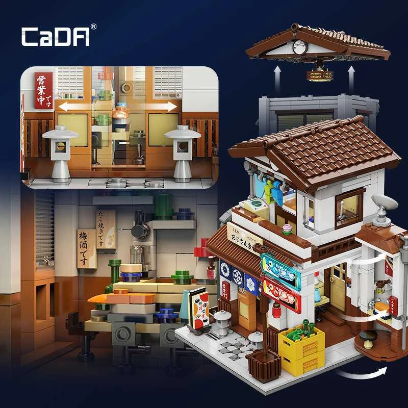 CaDA Building Blocks Japanese Restaurant Japoniško stiliaus pastatas LED šviestuvas 861 dalys
