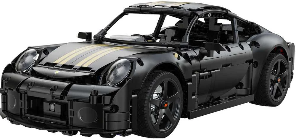 CaDA statybiniai blokeliai Automobilis 35 cm miesto automobilis RUF GT juoda Važiuoklė 1655 dalys