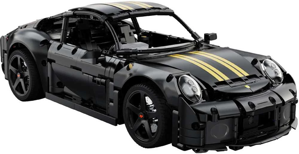 CaDA statybiniai blokeliai Automobilis 35 cm miesto automobilis RUF GT juoda Važiuoklė 1655 dalys