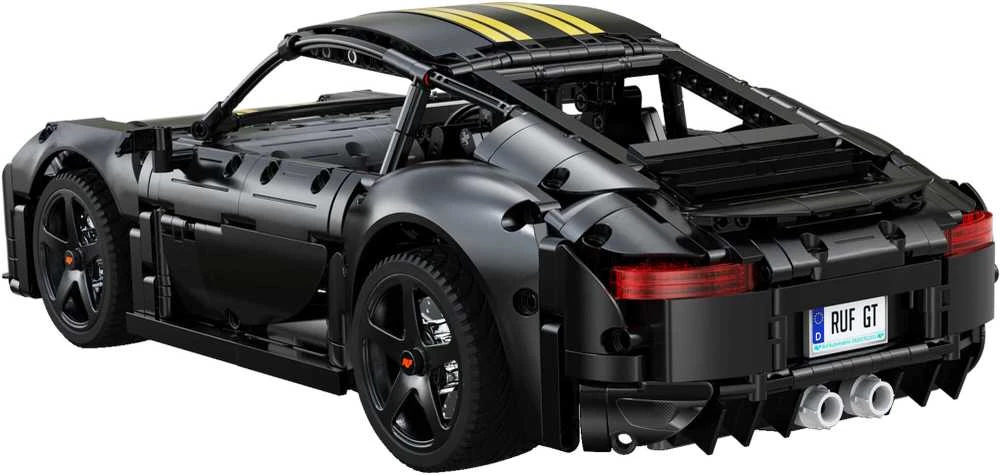 CaDA statybiniai blokeliai Automobilis 35 cm miesto automobilis RUF GT juoda Važiuoklė 1655 dalys