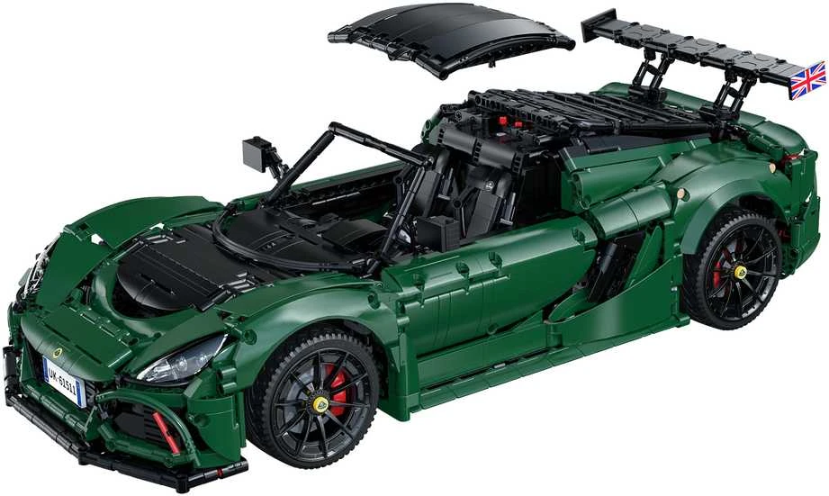 CaDA konstruktoriaus kaladėlės Automobilis 54 cm miesto automobilis Lotus Exige taurė 430 tamsiai žalia transporto priemonė 3730 detalių
