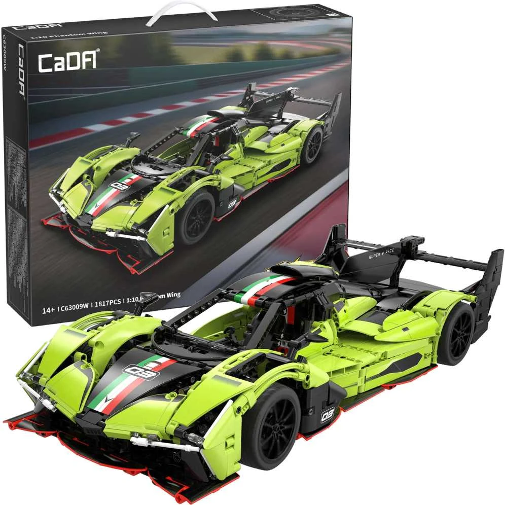 CaDA statybiniai blokeliai Automobilis 54 cm lenktyninis automobilis žalia lenktyninis automobilis Phantom Wing Auto Važiuoklė 1817 dalys 1:10