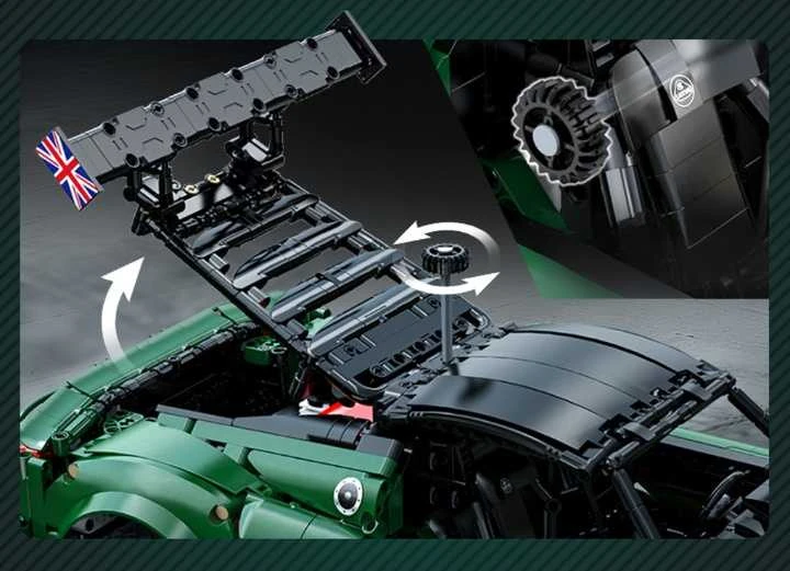 CaDA konstruktoriaus kaladėlės Automobilis 54 cm miesto automobilis Lotus Exige taurė 430 tamsiai žalia transporto priemonė 3730 detalių