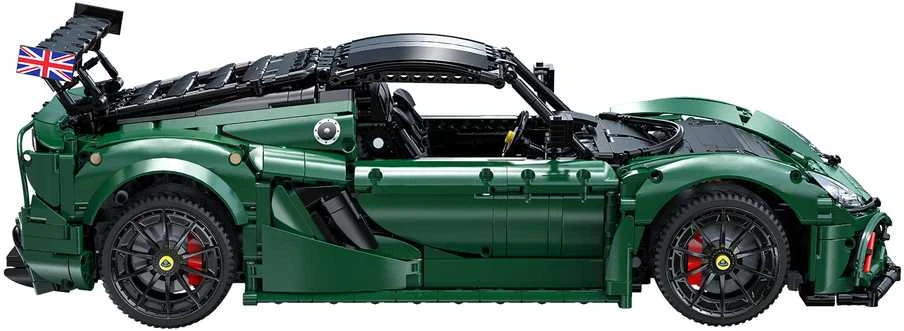 CaDA konstruktoriaus kaladėlės Automobilis 54 cm miesto automobilis Lotus Exige taurė 430 tamsiai žalia transporto priemonė 3730 detalių