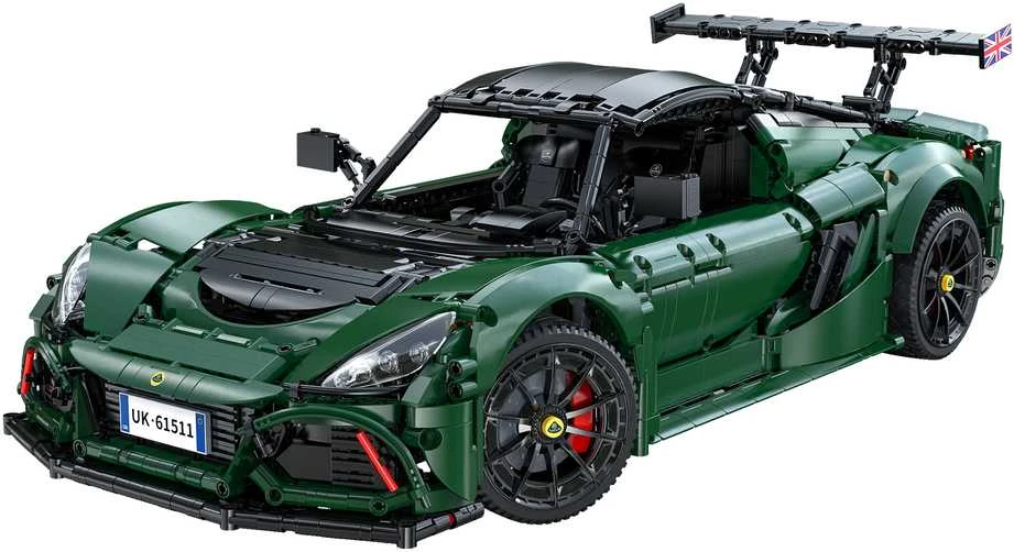 CaDA konstruktoriaus kaladėlės Automobilis 54 cm miesto automobilis Lotus Exige taurė 430 tamsiai žalia transporto priemonė 3730 detalių