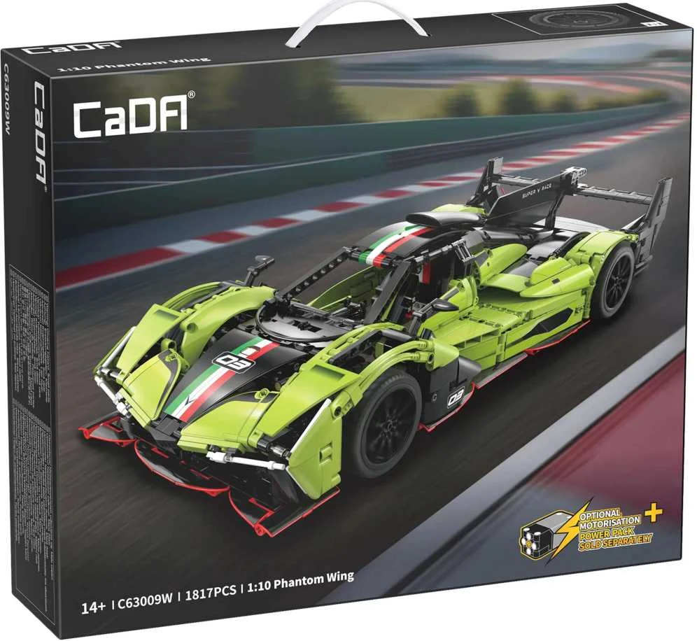 CaDA statybiniai blokeliai Automobilis 54 cm lenktyninis automobilis žalia lenktyninis automobilis Phantom Wing Auto Važiuoklė 1817 dalys 1:10