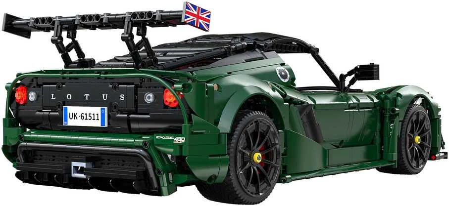 CaDA konstruktoriaus kaladėlės Automobilis 54 cm miesto automobilis Lotus Exige taurė 430 tamsiai žalia transporto priemonė 3730 detalių