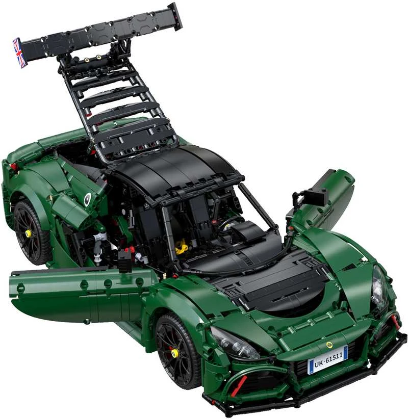 CaDA konstruktoriaus kaladėlės Automobilis 54 cm miesto automobilis Lotus Exige taurė 430 tamsiai žalia transporto priemonė 3730 detalių