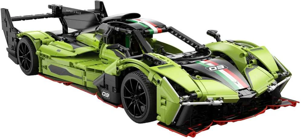 CaDA statybiniai blokeliai Automobilis 54 cm lenktyninis automobilis žalia lenktyninis automobilis Phantom Wing Auto Važiuoklė 1817 dalys 1:10