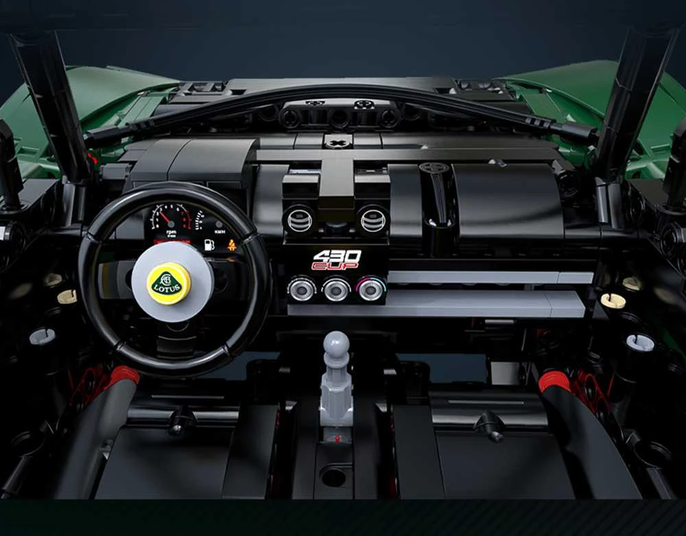 CaDA konstruktoriaus kaladėlės Automobilis 54 cm miesto automobilis Lotus Exige taurė 430 tamsiai žalia transporto priemonė 3730 detalių