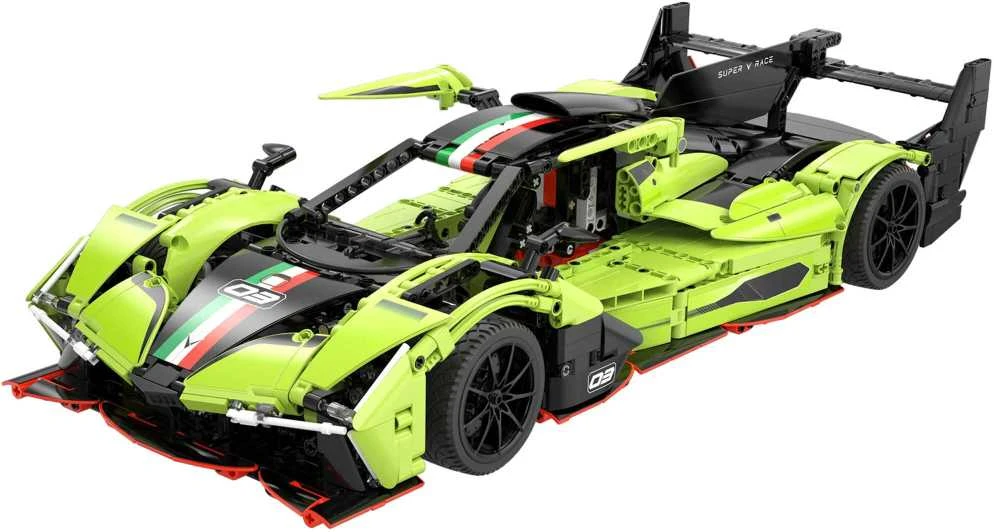 CaDA statybiniai blokeliai Automobilis 54 cm lenktyninis automobilis žalia lenktyninis automobilis Phantom Wing Auto Važiuoklė 1817 dalys 1:10