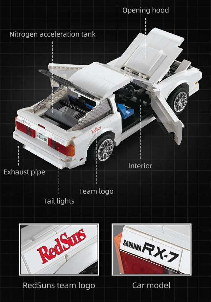CADA KONSTRUKCINIAI BLAKAI SPORTINIS AUTOMOBILIS MAZDA RX-7 MANGA INITIAL-D 1552 EL.