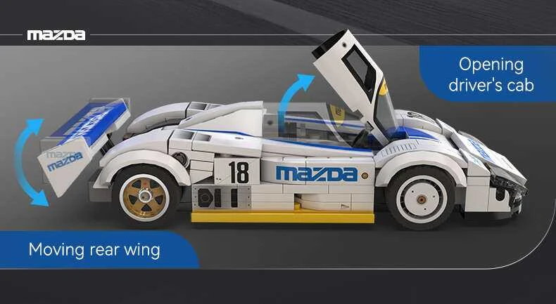 CaDA statybiniai blokeliai balta sportinis automobilis Mazda 787B 242 vnt