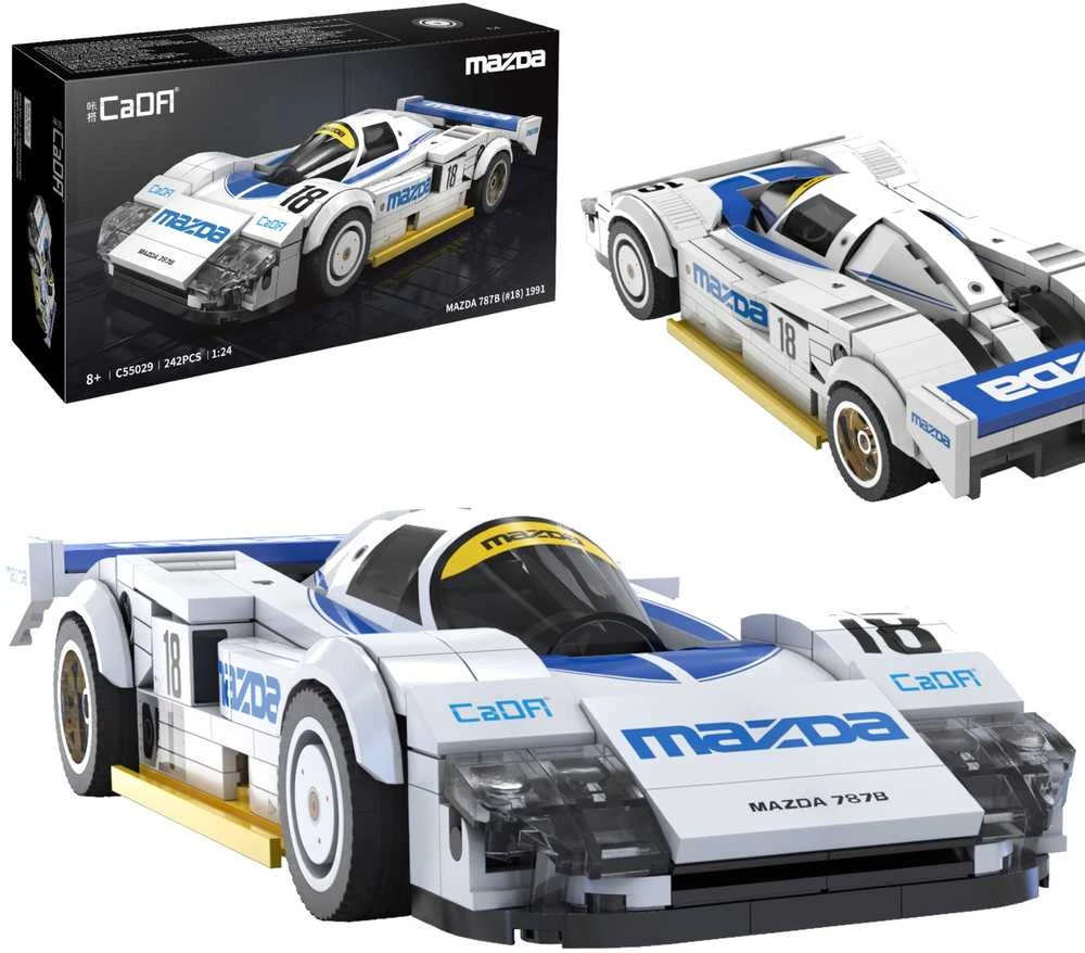 CaDA statybiniai blokeliai balta sportinis automobilis Mazda 787B 242 vnt