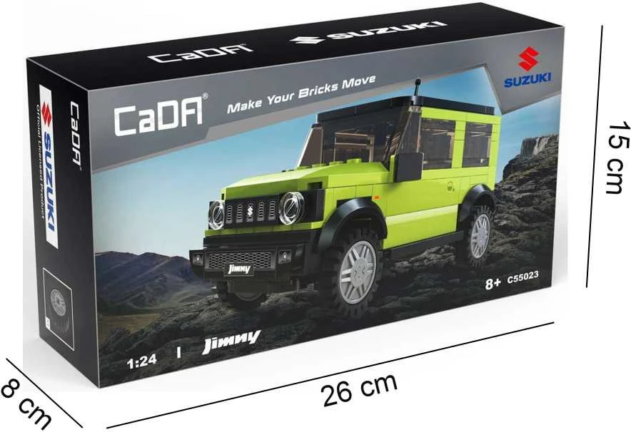 CaDA Statybiniai blokai Visureigis žalia Auto Važiuoklė Suzuki Jimny Offroader 192 vnt.