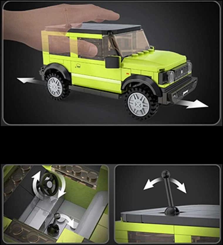 CaDA Statybiniai blokai Visureigis žalia Auto Važiuoklė Suzuki Jimny Offroader 192 vnt.
