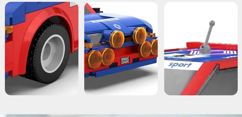 CaDA statybiniai blokai Nuotoliniu būdu valdomas automobilis Sportinis automobilis 18 cm 1:20 Renault5 Maxi Turbo 282 dalys RC Dvigubo režimo C51095W