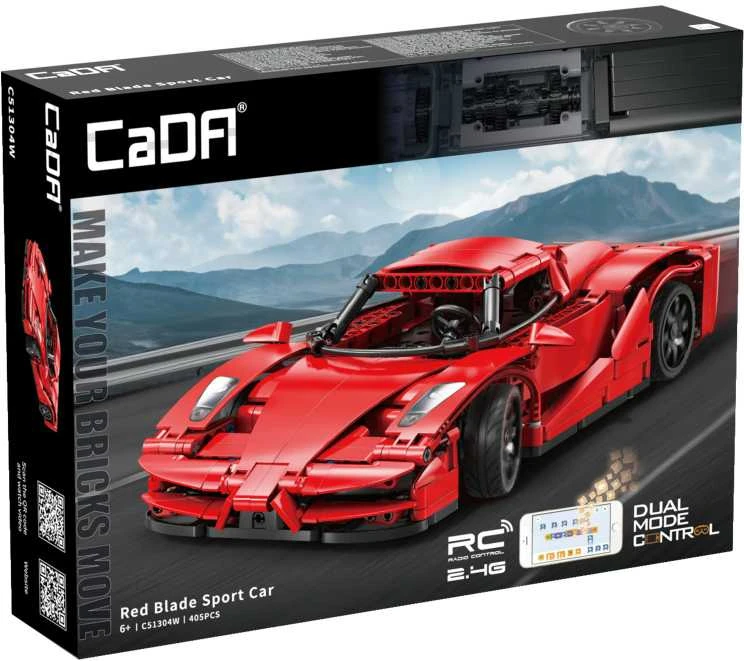 CaDA Building Blocks Nuotolinio valdymo pultas Automobilis Sportinis automobilis Raudona 32 cm Raudona Blade Sport Car Važiuoklė 405 dalys RC Dual Mode