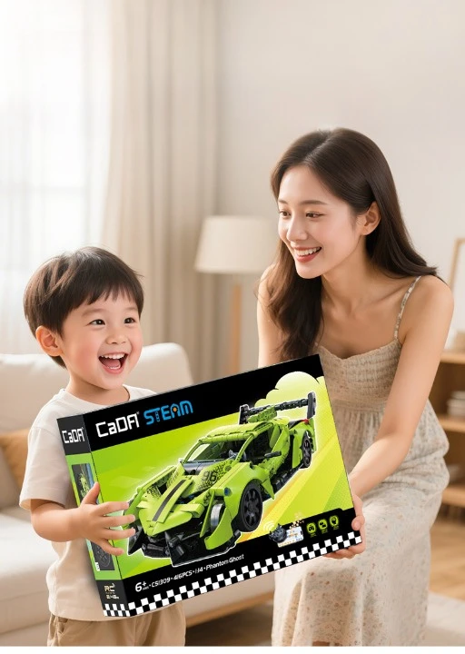 Konstruktoriaus kaladėlės CaDA Automobilis su nuotolinio valdymo pultu Sportinis automobilis 21 cm 1:14 Phantom Ghost 416 dalių RC Dual Mode
