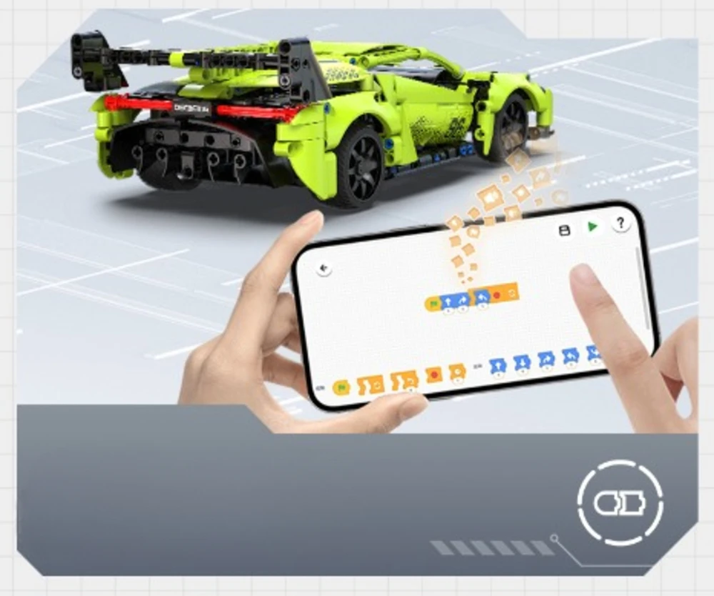 Konstruktoriaus kaladėlės CaDA Automobilis su nuotolinio valdymo pultu Sportinis automobilis 21 cm 1:14 Phantom Ghost 416 dalių RC Dual Mode