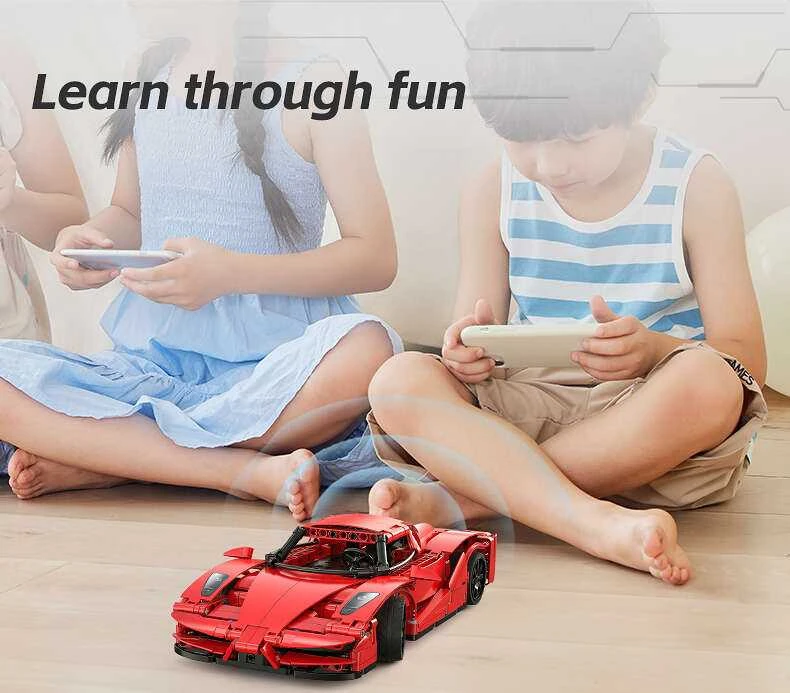 CaDA Building Blocks Nuotolinio valdymo pultas Automobilis Sportinis automobilis Raudona 32 cm Raudona Blade Sport Car Važiuoklė 405 dalys RC Dual Mode