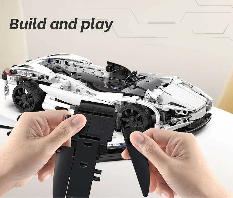 CaDA Building Blocks nuotoliniu būdu valdomas automobilis sportinis automobilis Raudona 30 cm Storming sportinis automobilis Važiuoklė 402 Elements RC Dual Mode